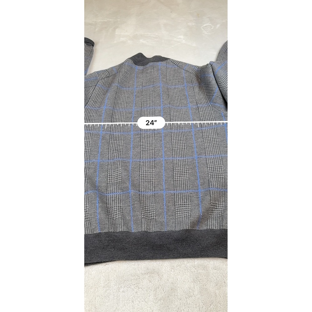 Fairway & Greene Signature Mens L Italian Merino Wool Plaid 1/4 Zip Sweater - Picture 6 of 7
